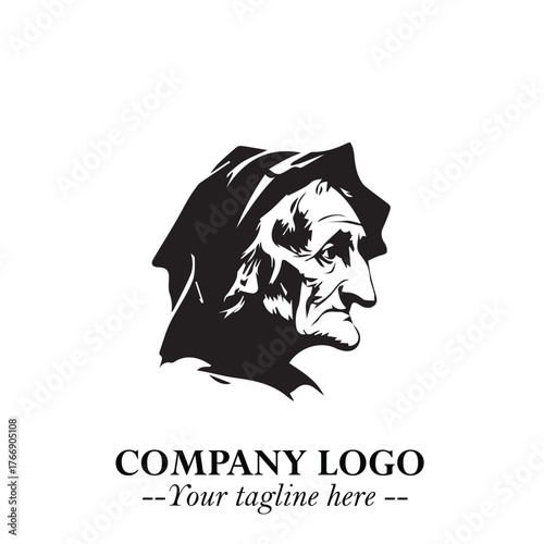 Elegant Old Woman Logo Symbol in Black on White Background with Classic and Minimalist Design
