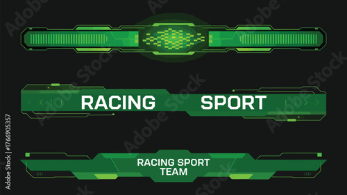 Set of Green Car Stripe Designs and Racing Decals,  Vector racing lines, sport vinyl stickers, and automobile decoration elements perfect for car wraps, motorsport graphics, and vehicle customization.