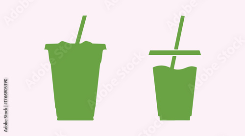 drink in a plastic cup on a clear white background

