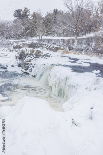Hog's Back Falls frozen in winter Ottawa, Ontario, Canada