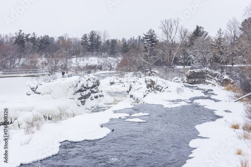 Hog's Back Falls frozen in winter Ottawa, Ontario, Canada