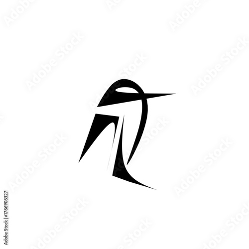 Stylized bird soars gracefully against a white backdrop, showcasing minimalist art with clean lines and a modern aesthetic, creating a sense of freedom and elegance.