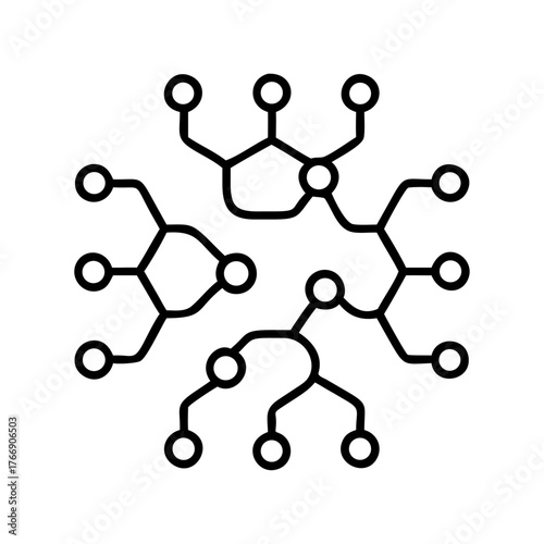 Dynamic network system connecting nodes and data flow represents modern technology and complex information exchange for innovation