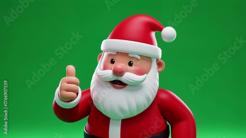 Animated cheerful santa claus giving thumbs up on green screen background for holiday greetings and festive promotion