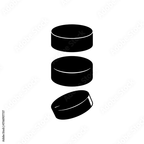 Hockey pucks silhouette vector flat illustration design.