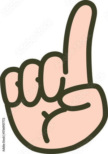 肌色の指さしハンドサイン（上方向・手の平・ジェスチャー・手のイラスト）
