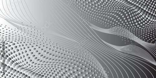 Abstract Gray Wavy Lines and Elliptical Pattern Background Design.
