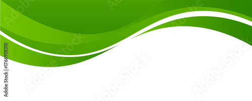 Abstract White and Green wave wide background banner