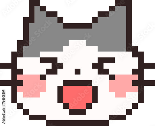 pixel illustration of smiling cat emoji