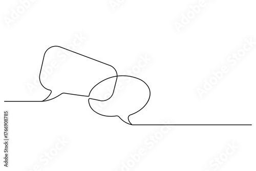 Speech bubble continuous one line art drawing conversation chat speech bubble vector illustration