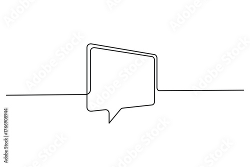 Speech bubble continuous one line art drawing rounded square communication speech bubble vector illustration