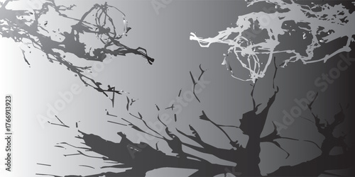 Abstract Gray Tree Branches Silhouette with Textured Canopy.