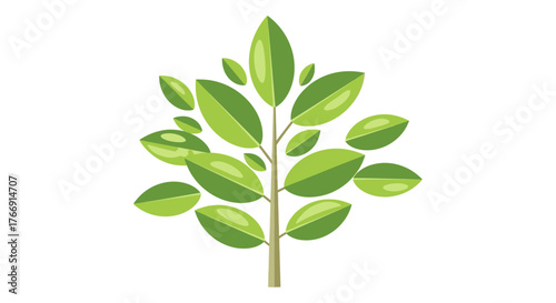 Vector Leafy Tree Illustration in Modern Organic Style with Vibrant Green Elements