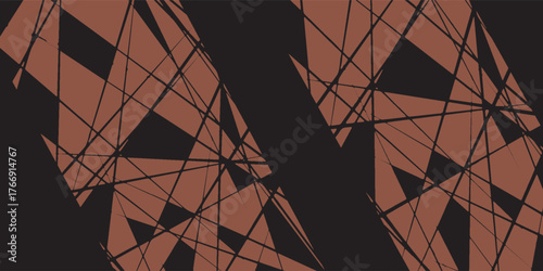 Abstract Geometric Pattern: Intersecting Terracotta and Black Triangles.