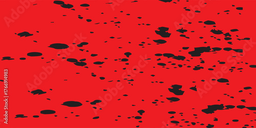 Abstract Red and Black Ink Spatter Pattern: Irregularly Shaped Blotches.