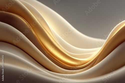 Elegant abstract golden wave formation on a soft gradient background