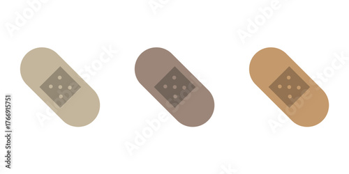 Adhesive Medical Bandage and Plaster Icon Set