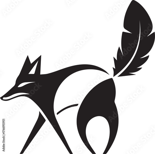 Vector Feather Tail Fox Logo Icon for Modern Branding, Wildlife, Forest, Nature, Eco-Friendly Business, Minimalist Design, Animal Mascot, Adventure, Outdoor, and Professional Graphic Illustration