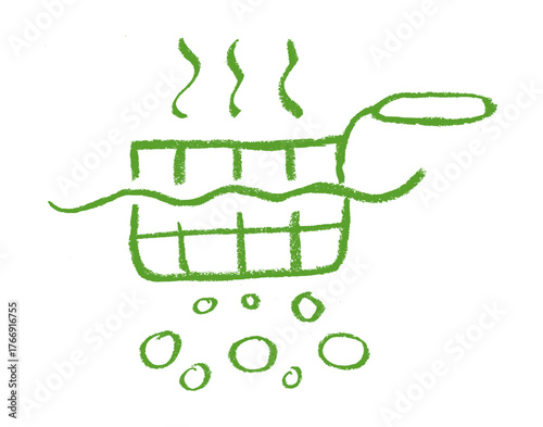 Frying Icon Crayon Chalk Drawing Doodle Vector