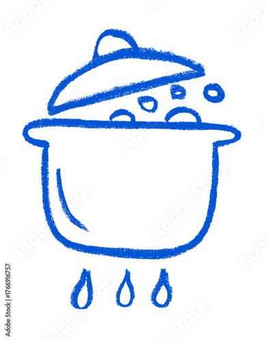Boiling Icon Crayon Chalk Drawing Doodle Vector