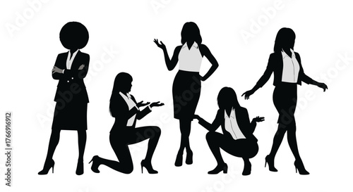 Dynamic professional women silhouettes showcasing confidence and modern business style