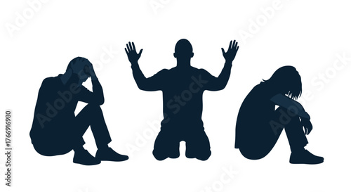 Diverse silhouettes express deep emotion hope and despair in powerful compositions