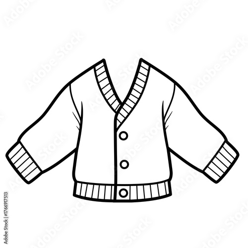 Stylish classic casual cardigan for boy outline for coloring on a white background
