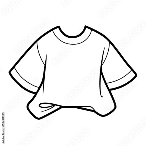 Stylishly tucked-in oversized tee for boy outline for coloring on a white background