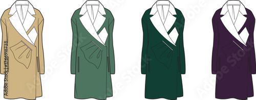 Fashionable Coat Designs Elegant Outerwear with Chic Pocket Square Accents