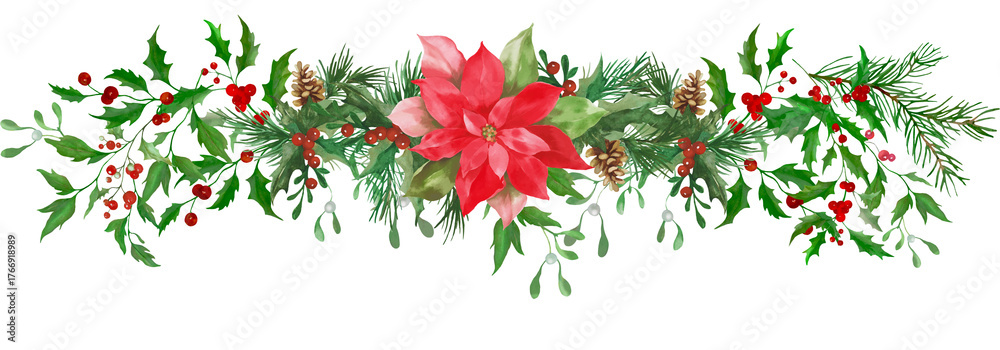 Naklejka premium Christmas holly border