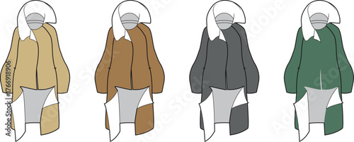 Furry Coat Flat Lay Illustration in Various Colors