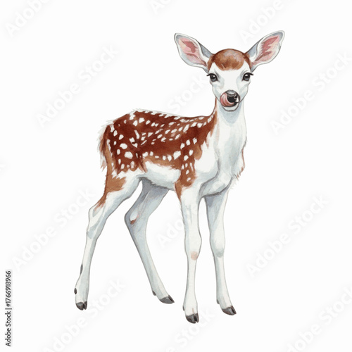 A Spotted Fawn Piebald Deer isolated watercolor vector illustration svg