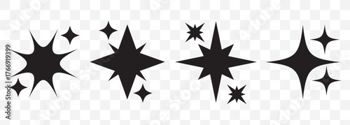 Sparkle star icon set simple star burst symbol transparent png and vector illustration shimmering four pointed star icon set sparkles star symbols vector bright sparkle star sparkle shiny flash