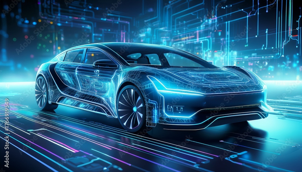 custom made wallpaper toronto digitalcybernetic vehicle ecu system processing autonomous driving data futuristic automotive engineering