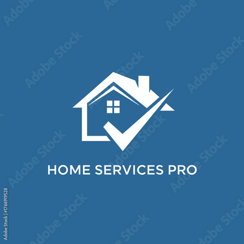 Home Services Pro Logo House with Checkmark for Quality Assurance.