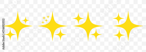 Star emoji icons. Simple yellow sparkle clip art for app, logo or design element. Transparent vector On Transparent Background. EPS 10.