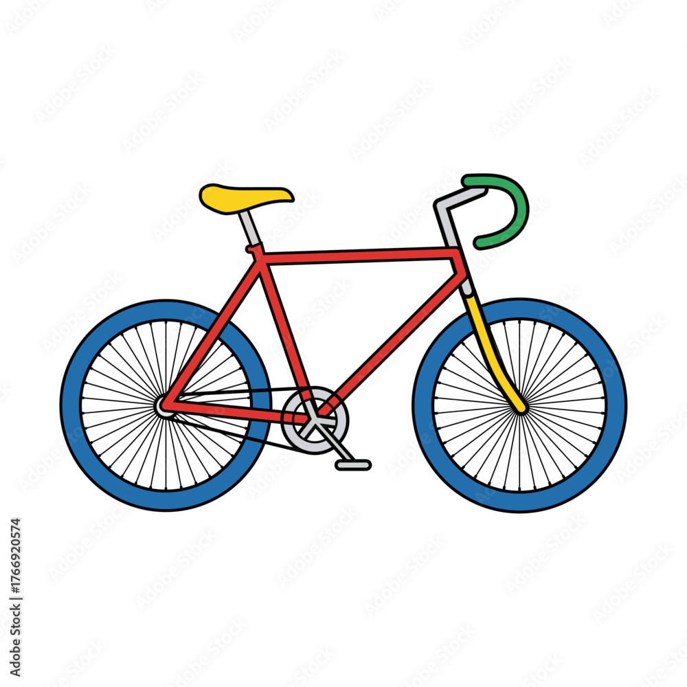 Fototapeta premium Colorful hand drawn bicycle illustration isolated on transparent background