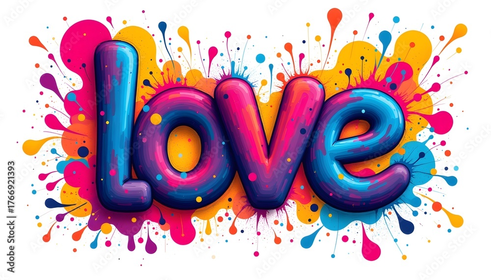 Fototapeta premium A vibrant and dynamic multicolored illustrative design featuring the word 