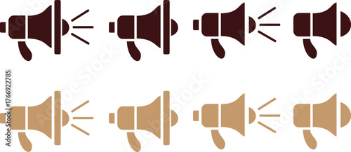  Megaphone and Loudspeaker Icon Set – Flat and Line Vector Symbols for Announcement and Promotion.