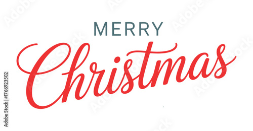 Elegant "MERRY Christmas" greeting with bold black uppercase and red cursive text on white background—ideal for festive cards and decor 