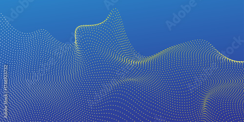 Futuristic network connecting dots - Computer generated abstract background.Abstract vector landscape background. Cyberspace grid. abstract halftone dots curved background isolated on blue background
