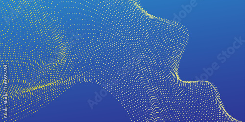 Futuristic network connecting dots - Computer generated abstract background.Abstract vector landscape background. Cyberspace grid. abstract halftone dots curved background isolated on blue background
