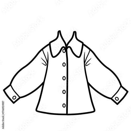 Casual shirt for boy outline for coloring on a white background