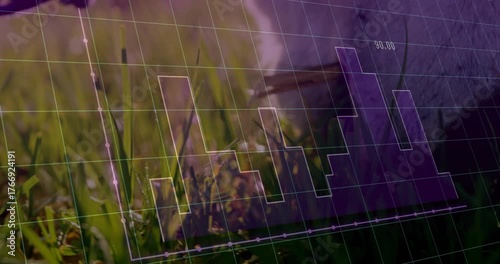 Sports shoe entering frame, pressing white sphere on grass, grid tracing waveform for experiment