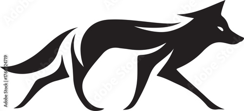 Silhouette Style Vector Wolf Logo Icon for Modern Branding, Wildlife, Outdoor Adventure, Sports Team, Security Company, Minimalist Design, and Professional Graphic Illustration