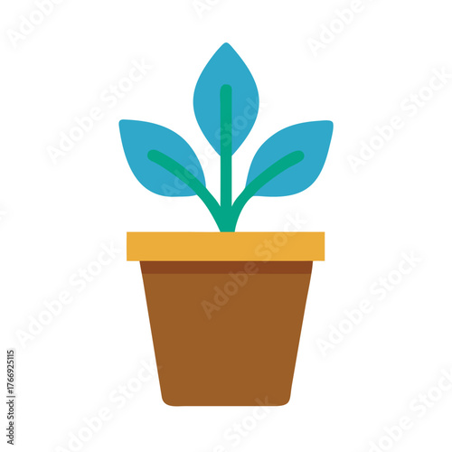 Minimalist potted plant illustration on black background for website or presentation