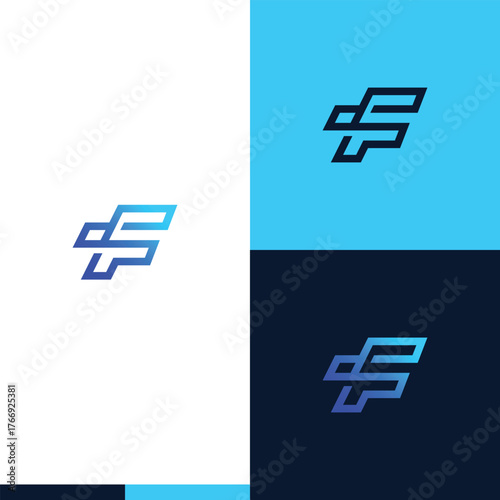 modern tech letter F logo