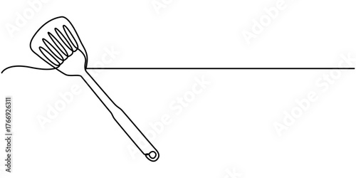 Continuous one line drawing of spatula. Single line of spatula illustration, minimalist outline. 