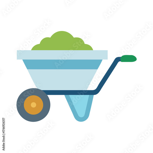Illustration of a wheelbarrow full of soil, isolated on a black background