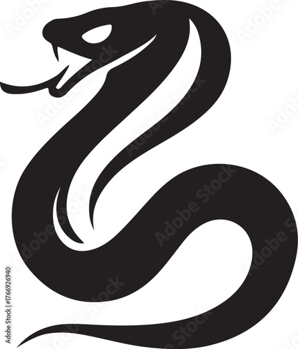 Silhouette Style Vector Snake Logo Icon for Modern Branding, Wildlife, Reptile, Tattoo, Sports Team, Security Company, Minimalist Design, and Professional Business Identity Graphic Illustration